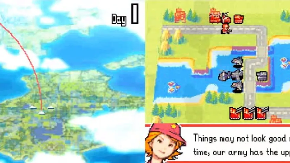 Cena de gameplay de Advance Wars: Dual Strike
