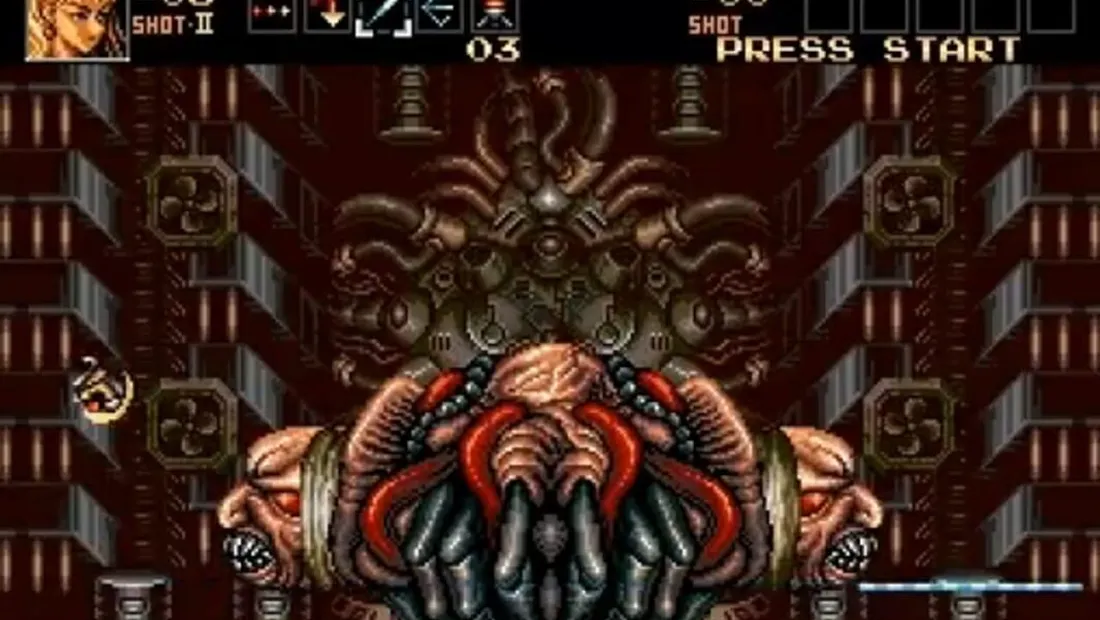 Cena de gameplay de Contra: Hard Corps