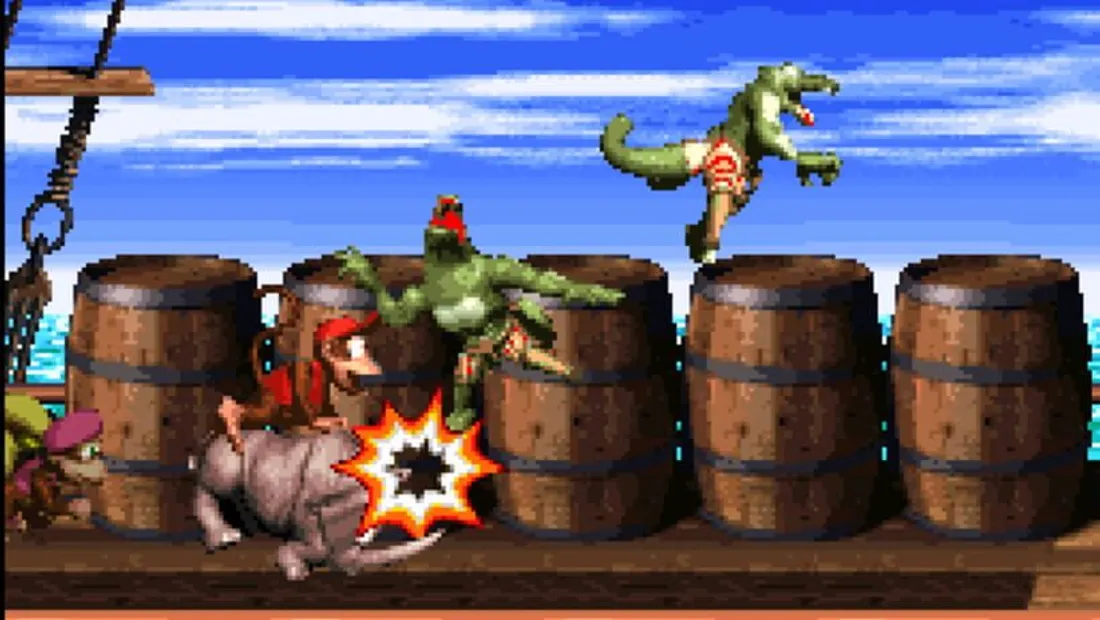 Cena de gameplay de Donkey Kong Country 2: Diddy's Kong Quest