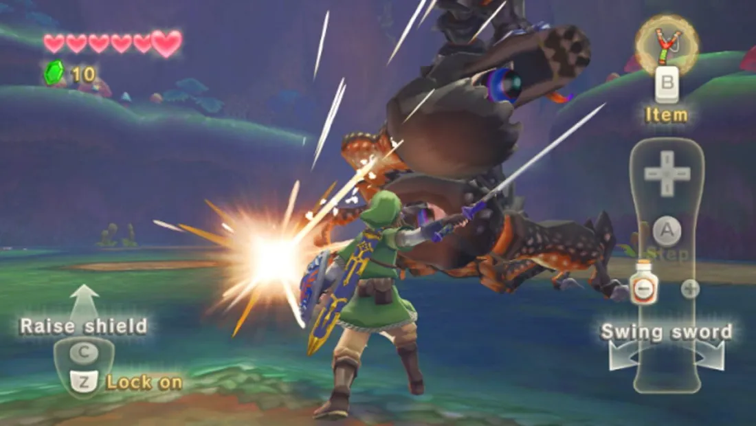 Cena de gameplay de The Legend of Zelda: Skyward Sword