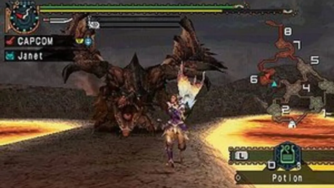 Cena de gameplay de Monster Hunter Freedom Unite