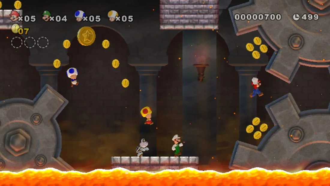 Cena de gameplay de New Super Mario Bros. Wii