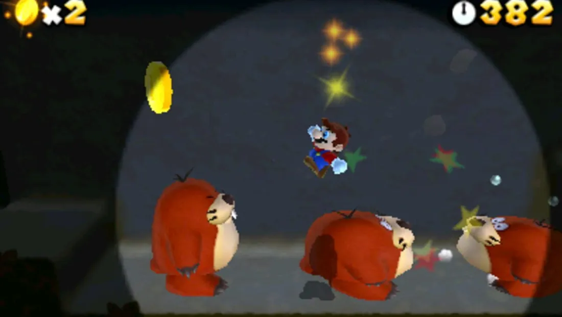 Cena de gameplay de Super Mario 3D Land