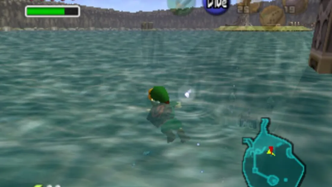 Cena de gameplay de The Legend of Zelda: Ocarina of Time